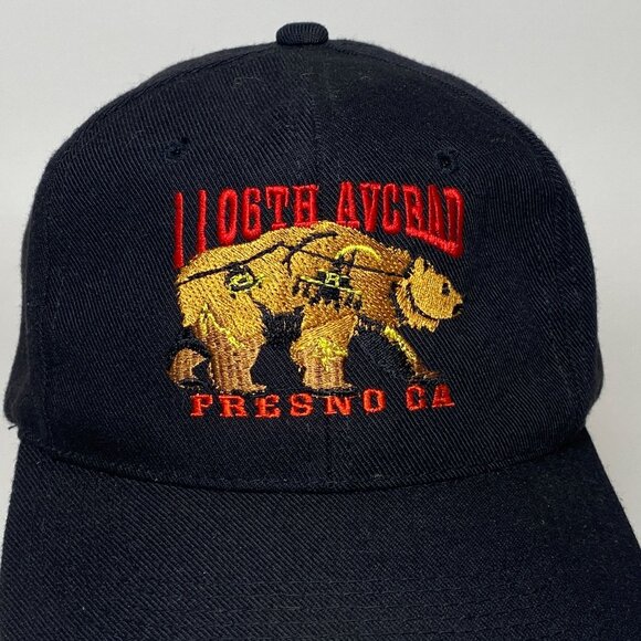 Vintage 106th Avcad Fresno CA Snapback Hat Embroidered Bear Logo Black - Picture 2 of 8